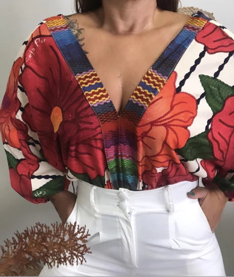 Brazilian Bodysuit- FLOR - red |  Maria Mariá